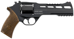 Chiappa Firearms 340167 Rhino 60DS Large Frame 9mm Luger 6 Shot, 6" Black Anodized Steel Vent Rib Barrel & Cylinder, Black Anodized Aluminum Frame, Walnut Grip, Concealed Hammer