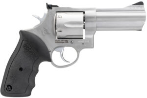 Taurus 2-440049 44 Large 44 Rem Mag 6 Shot 4" Matte Stainless Ported Barrel, Cylinder & Frame, Black Finger Grooved Rubber Grip, Transfer Bar Safety, Exposed Hammer