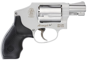 Smith & Wesson 103810 Model 642 Airweight J-Frame 38 Special +P 5 Shot 1.88" Stainless Steel Barrel, Stainless Cylinder, Stainless Aluminum Frame, Black Finger Grooved Grip, Concealed Hammer