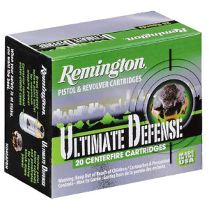 Remington Ammunition 28957 Ultimate Defense Full Size Handgun 40S&W 165gr Brass Jacketed Hollow Point 20 Per Box/25 Case