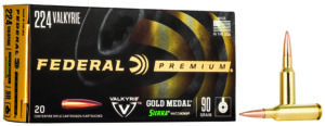 Federal GM224VLK1 Premium Gold Medal 224Valkyrie 90gr Sierra MatchKing BTHP 20 Per Box/10 Case