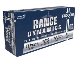 Fiocchi 10AP Range Dynamics 10mmAuto 180gr Full Metal Jacket Truncated Cone 50 Per Box/10 Case