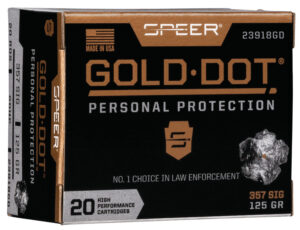 Speer 23918GD Gold Dot Personal Protection 357Sig 125gr Hollow Point 20 Per Box/10 Case