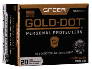 Speer 54000GD Gold Dot Personal Protection 10mmAuto 200gr Hollow Point 20 Per Box/10 Case