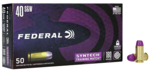 Federal AE40SJ2 Syntech Training Match 40S&W 180gr Total Syntech Jacket Flat Nose 50 Per Box/10 Case