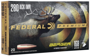 Federal P280AIBCH1 Premium 280Ackley Improved 168gr Berger Hybrid Hunter 20 Per Box/10 Case