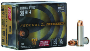 Federal P38HSD1 Premium Personal Defense 38Special+P 130gr Hydra-Shok Deep Hollow Point 20 Per Box/10 Case