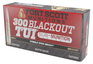Fort Scott Munitions 300190SCVSS Tumble Upon Impact (TUI) Rifle 300Blackout 190gr Solid Copper Spun 20 Per Box/25 Case