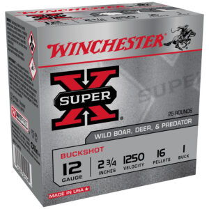 Winchester Ammo XB121VP25 Super X 12Gauge 2.75" 16Pellets 1Buck Shot 25 Per Box/10 Case *Value Pack
