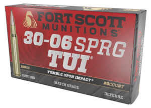 Fort Scott Munitions 3006168SCV Tumble Upon Impact (TUI) Rifle 30-06Springfield 168gr Solid Copper Spun 20 Per Box/10 Case