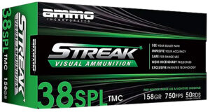 Ammo Inc 38158TMCSTRKGRN50 Streak Visual (GREEN) 38Special 158gr Total Metal Case 50 Per Box/20 Case