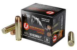 Underwood Ammo 557Underwood Ammo 557 50Beowulf 350gr Full Metal Jacket Flat Nose 20 Per Box/10 Case