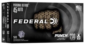 Federal PD45P1G Punch 45Auto 230gr Jacketed Hollow Point 50 Per Box/10 Case
