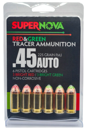 Supernova PMSN45ACMP Green/Red Tracer 45ACP 225gr Full Metal Jacket 6 Per Box/60 Case