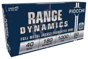 Fiocchi 40SWD Range Dynamics 40S&W 180gr Full Metal Jacket Truncated Cone 50 Per Box/20 Case