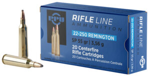 PPU PP22250 Standard Rifle 22-250Rem 55gr Soft Point 20 Per Box/10 Case