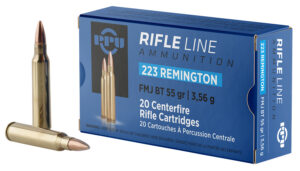 PPU PP223F1 Standard Rifle 223Rem 55gr Full Metal Jacket Boat Tail 20 Per Box/50 Case