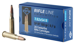 PPU PP76254S Metric Rifle 7.62x54mmR 150gr Soft Point Boat Tail 20 Per Box/10 Case