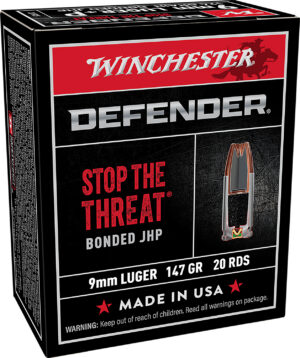 Winchester Ammo S9MMPDB1 Defender 9mmLuger 147gr Bonded Jacket Hollow Point 20 Per Box/10 Case