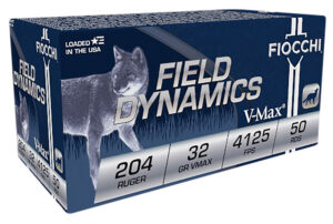 Fiocchi 204HVA Field Dynamics 204Ruger 32gr Hornady V Max 50 Per Box/20 Case
