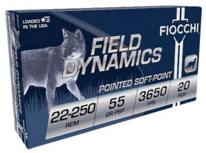 Fiocchi 22250B Field Dynamics 22-250Rem 55gr Pointed Soft Point 20 Per Box/10 Case