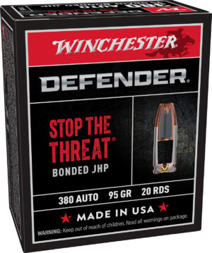Winchester Ammo S380PDB Defender 380ACP 95gr Bonded Jacket Hollow Point 20 Per Box/10 Case