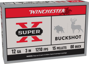 Winchester Ammo XB12300 Super X 12Gauge 3" 15Pellets 00Buck Shot 5 Per Box/50 Case