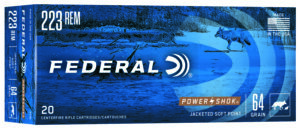 Federal 223L Power-Shok 223Rem 64gr Jacketed Soft Point 20 Per Box/10 Case