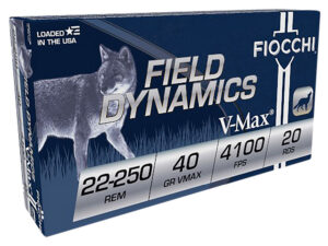 Fiocchi 22250HVB Field Dynamics 22-250Rem 40gr Hornady V Max 20 Per Box/10 Case